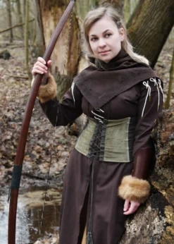 Mittelalter Corsage Anik aus Samt, grün