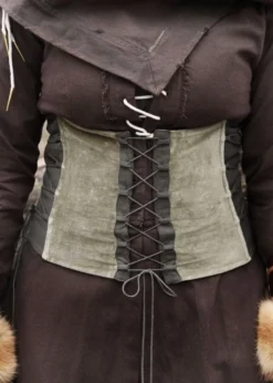 Mittelalter Corsage Anik aus Samt, grün