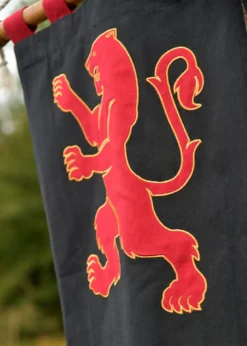 Mittelalter Fahne mit Löwe, schwarz - rot