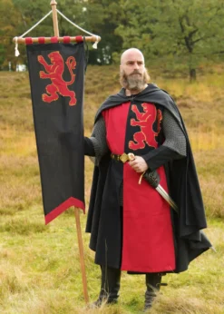 Mittelalter Fahne mit Löwe, schwarz - rot