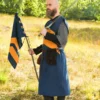 Mittelalter Fahne mit Streifen, blau - gelb