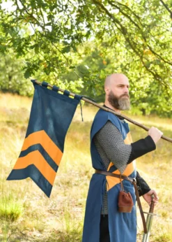 Mittelalter Fahne mit Streifen, blau - gelb