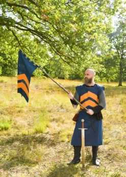 Mittelalter Fahne mit Streifen, blau - gelb