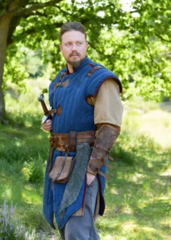 Mittelalter Gambeson Vari, Used-Look, blau - braun