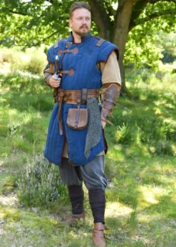 Mittelalter Gambeson Vari, Used-Look, blau - braun