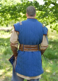 Mittelalter Gambeson Vari, Used-Look, blau - braun