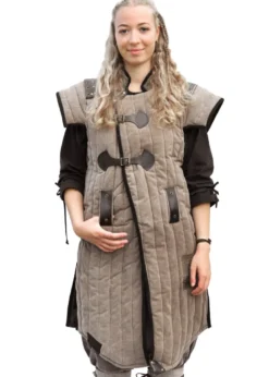 Mittelalter Gambeson Vari, Used-Look, braun - schwarz