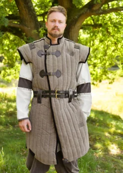 Mittelalter Gambeson Vari, Used-Look, braun - schwarz