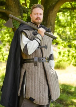Mittelalter Gambeson Vari, Used-Look, braun - schwarz