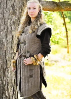 Mittelalter Gambeson Vari, Used-Look, braun - schwarz