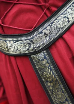 Mittelalter Gürtel, Y-Stoffgürtel mit Bordüre, schwarz
