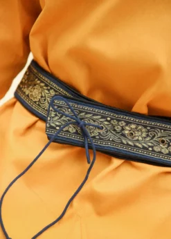 Mittelalter Gürtel, Y-Stoffgürtel mit Bordüre, blau