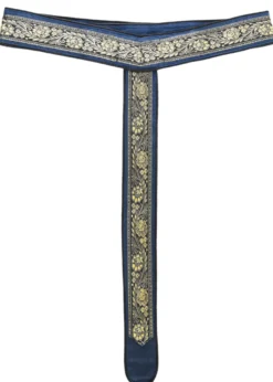 Mittelalter Gürtel, Y-Stoffgürtel mit Bordüre, blau
