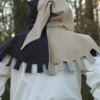 Mittelalter Gugel mit Zatteln, beige/braun