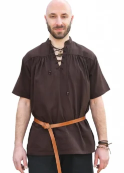 Mittelalter-Hemd, kurzarm, braun