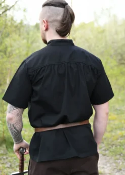 Mittelalter-Hemd, kurzarm, schwarz