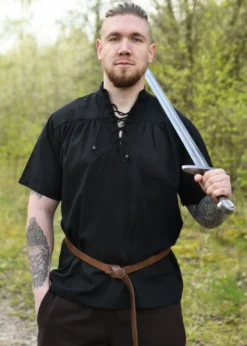 Mittelalter-Hemd, kurzarm, schwarz