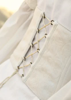 Mittelalter Hochzeitskleid mit Korsage, Brautkleid Fine, weiß/natur