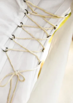 Mittelalter Hochzeitskleid mit Korsage, Brautkleid Fine, weiß/natur
