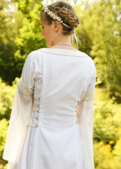 Mittelalter Hochzeitskleid mit Korsage, Brautkleid Fine, weiß/natur