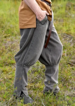 Mittelalter Hose Gorm, Used-Look, schwarz/braun