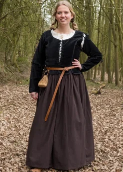 Mittelalter Jacke Griselda aus Samt, schwarz