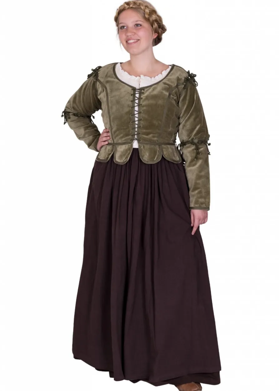Mittelalter Jacke Griselda aus Samt, grün