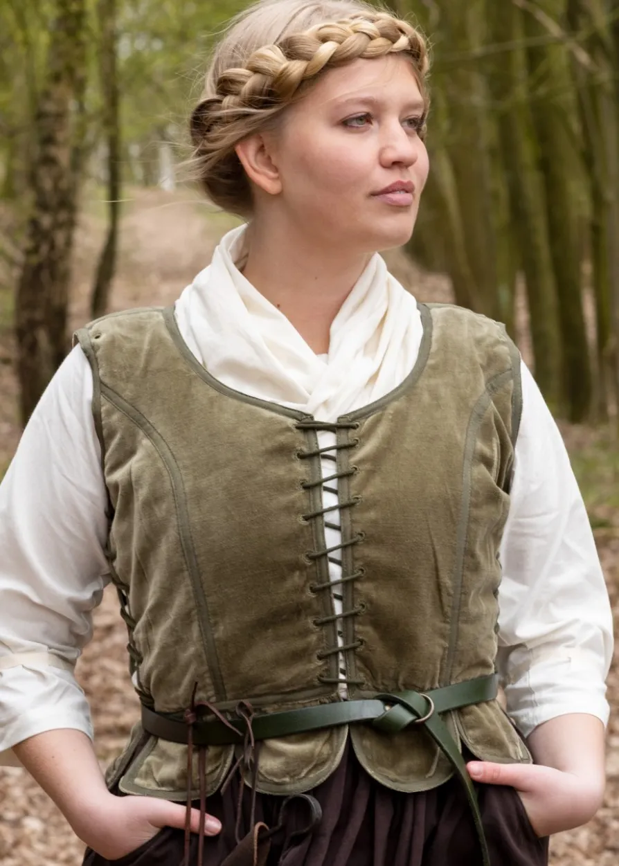 Mittelalter Jacke Griselda aus Samt, grün