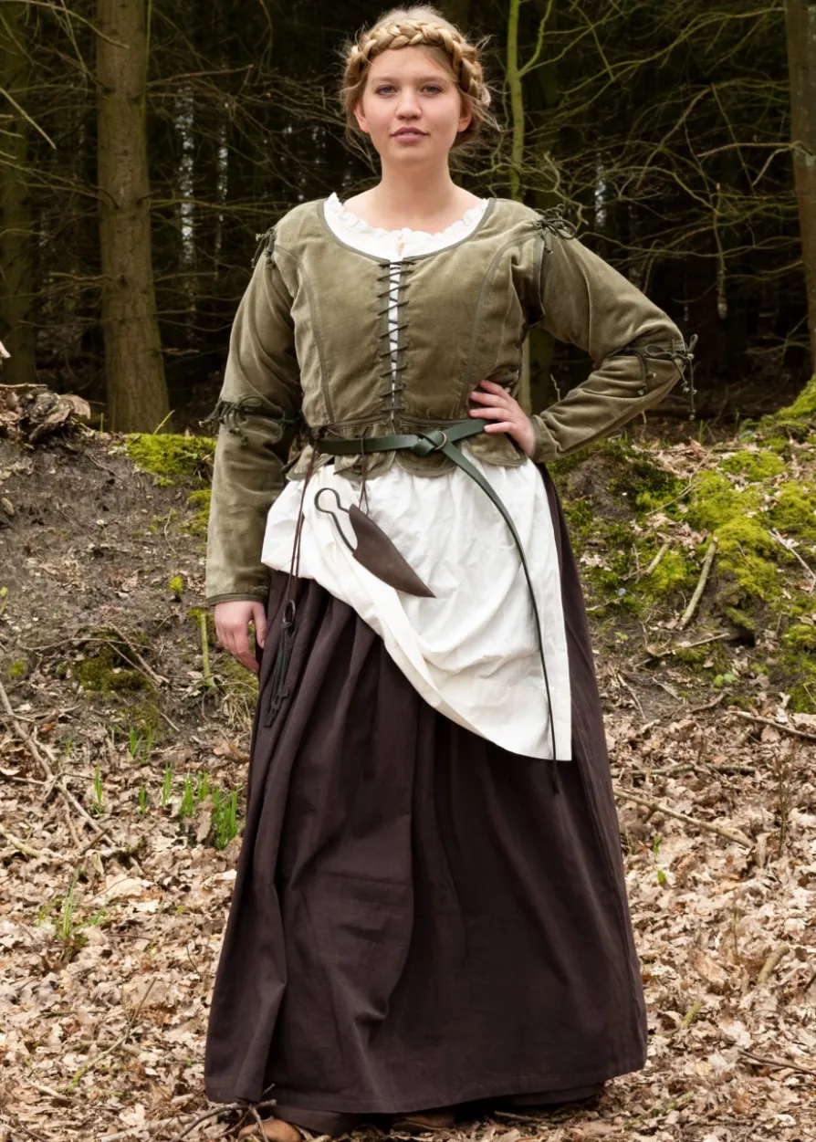 Mittelalter Jacke Griselda aus Samt, grün