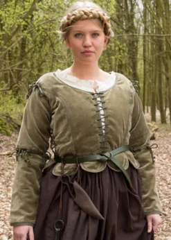 Mittelalter Jacke Griselda aus Samt, grün