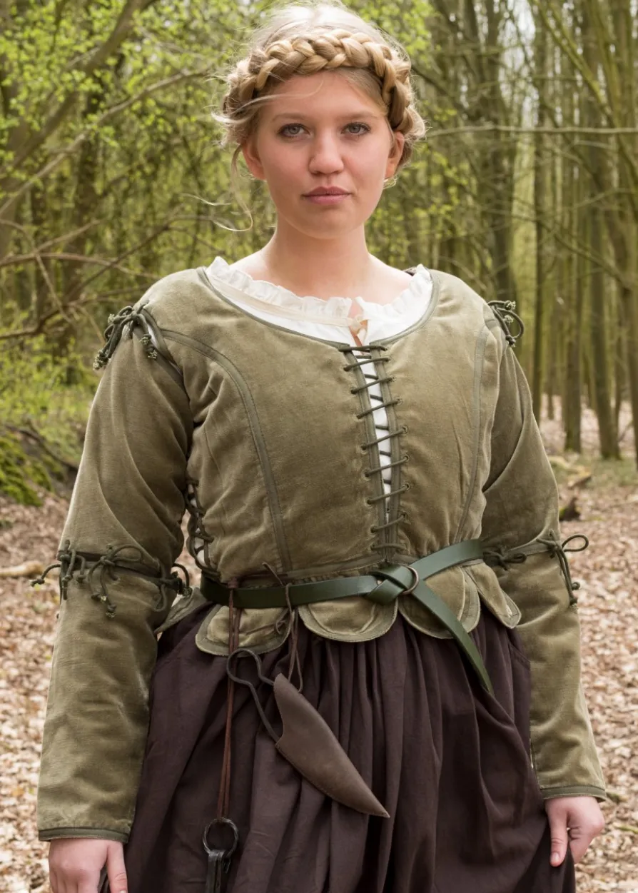Mittelalter Jacke Griselda aus Samt, grün