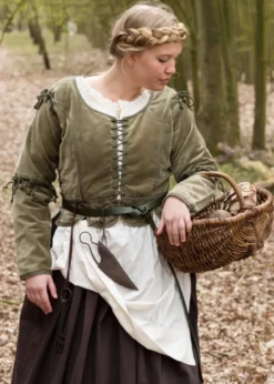Mittelalter Jacke Griselda aus Samt, grün