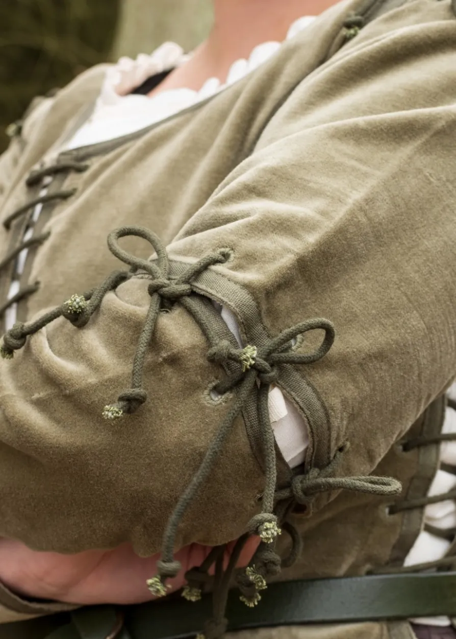 Mittelalter Jacke Griselda aus Samt, grün