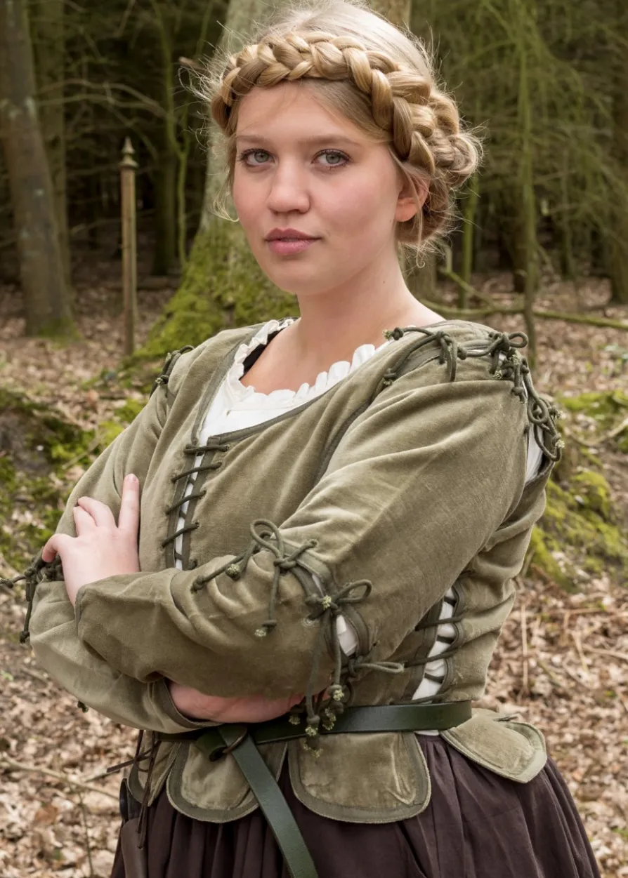 Mittelalter Jacke Griselda aus Samt, grün