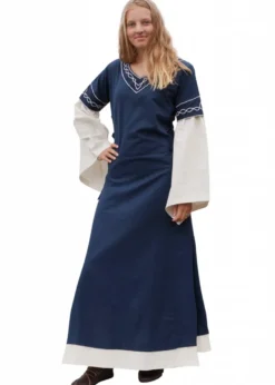 Mittelalterkleid Alvina, blau/natur