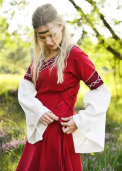 Mittelalterkleid Alvina, rot/natur