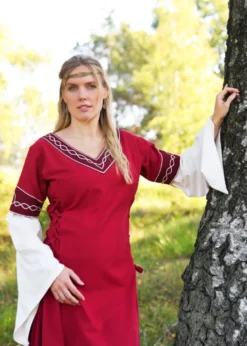 Mittelalterkleid Alvina, rot/natur
