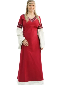 Mittelalterkleid Alvina, rot/natur