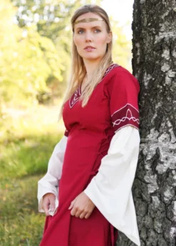 Mittelalterkleid Alvina, rot/natur