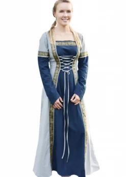 Mittelalterkleid Eleanor, blau/blaugrau
