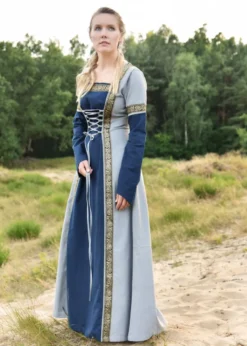 Mittelalterkleid Eleanor, blau/blaugrau