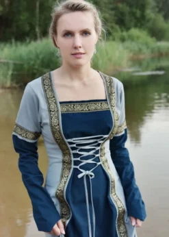 Mittelalterkleid Eleanor, blau/blaugrau