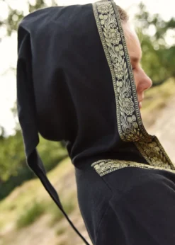 Mittelalterkleid Eleanor mit Kapuze, schwarz