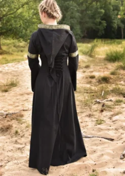 Mittelalterkleid Eleanor mit Kapuze, schwarz