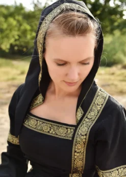 Mittelalterkleid Eleanor mit Kapuze, schwarz