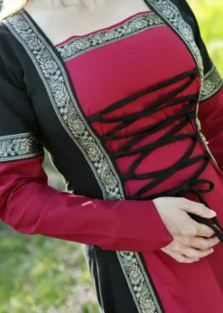 Mittelalterkleid Eleanor, rot/schwarz