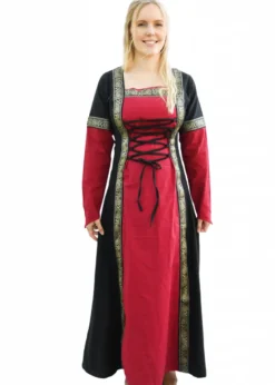 Mittelalterkleid Eleanor, rot/schwarz