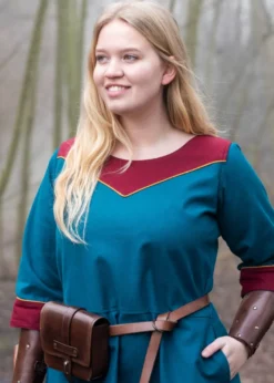Mittelalterkleid Gesine aus Canvas, petrol