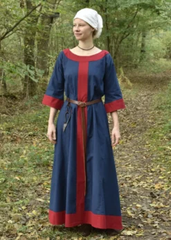 Mittelalterkleid Gudrun, blau/rot