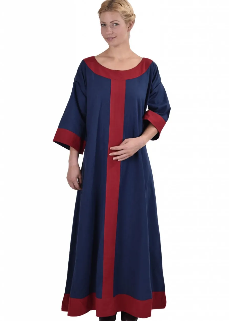 Mittelalterkleid Gudrun, blau/rot